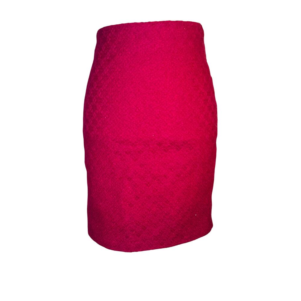 Cynthia Rowley Magenta High Rise Wool Mini Pencil Skirt Size 8 Back Vent, Lined